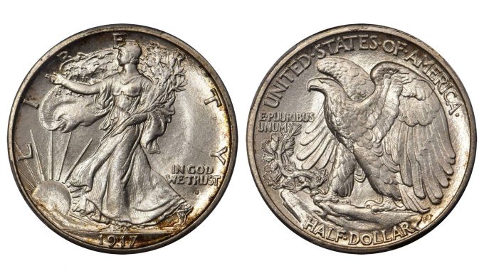 1917-S Walking Liberty Half Dollar. Obverse Mintmark. MS-66 (PCGS)