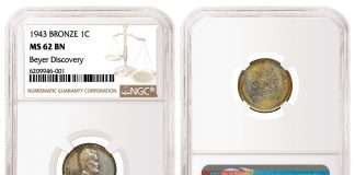Dave & Adam’s Purchased 1943 Bronze Cent Graded by NGC 1943 Bronze Cent, graded NGC MS 62 BN