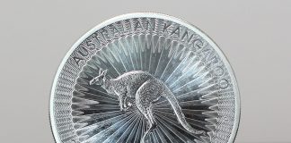 Perth Mint Bullion Sales Divided in April 2021 Australian Kangaroo 1oz Silver Bullion Coin - Reverse