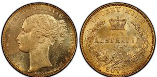 SS Central America Sunken Gold Coins Set Records in Goldberg’s June Auction Australia 1855 Sovereign