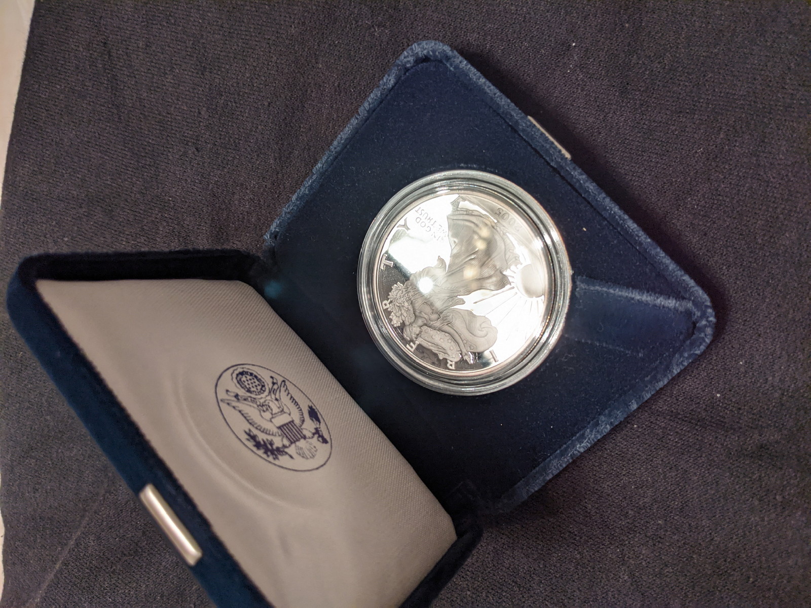 2007-W "BURNISHED SILVER EAGLE" 2nd Year of Issue  Box & COA SHARP Coin 