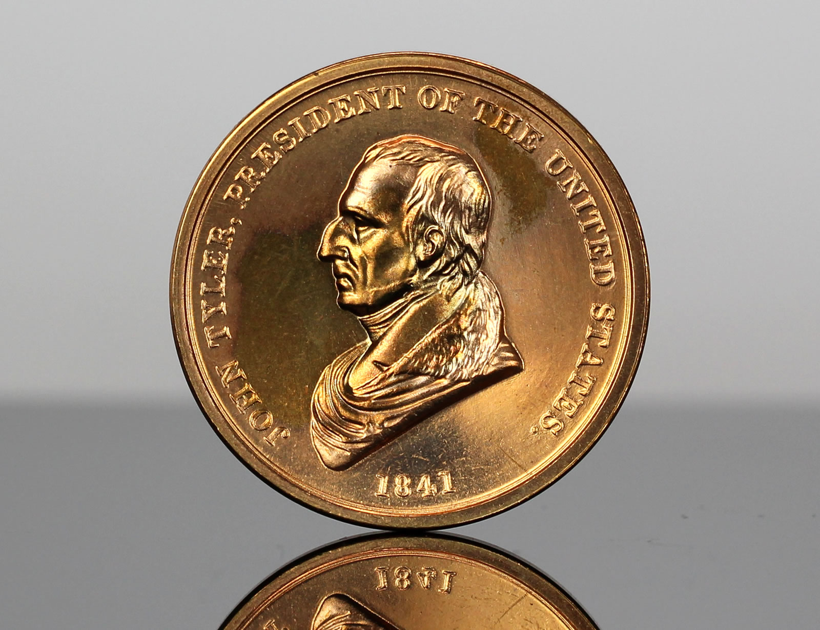 Details about   USA John Tyler Presidential Medal Bronze 77 mm With Box 