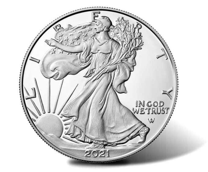 Type 2 2021-W Proof American Silver Eagle (obverse)