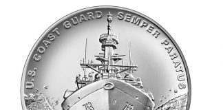 U.S. Mint Release of Coast Guard 2.5 Ounce Silver Medal U.S. Coast Guard 2.5 oz Silver Medal - obverse
