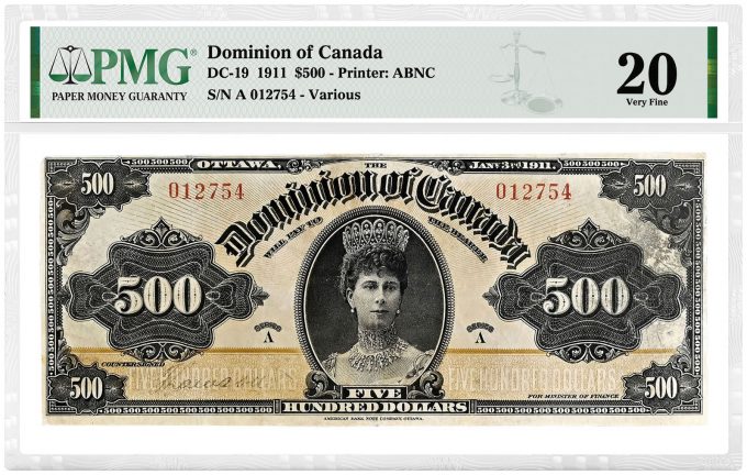 1911 $500 DC-19 Legacy Currency, graded PMG 20 Very Fine (front)