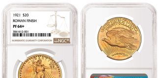 NGC-certified 1921 Double Eagle Tops $2M in Heritage Sale 1921 Roman Finish Double Eagle, graded NGC PF 64+
