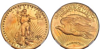 Heritage’s August ANA U.S. and World Coin Auctions Top $68.7 Million 1921 Saint-Gaudens Double Eagle