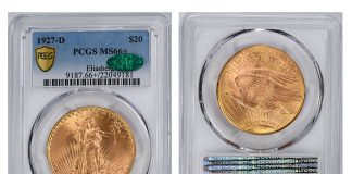 Witter Coin Sells Eliasberg 1927-D Saint-Gaudens Double Eagle for $3.09 Million 1927-D Saint PCGS MS66+ CAC