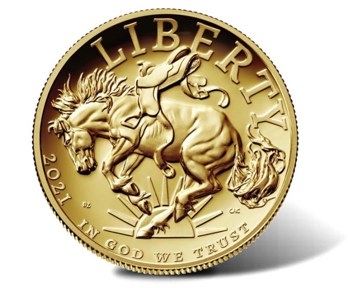 Obverse or heads side of the 2021 Proof American Liberty Gold Coin