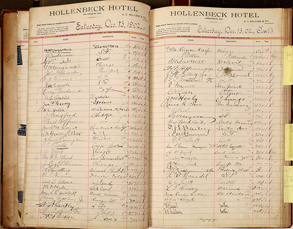 Hollenbeck Hotel registers