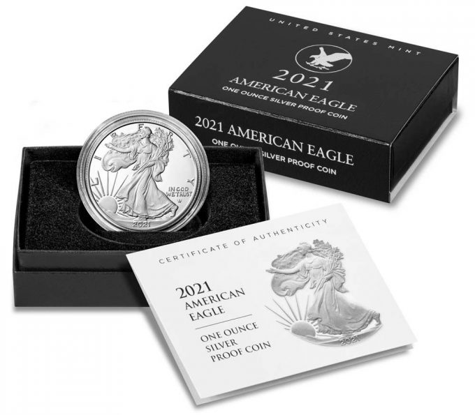 Product images of Type 2 2021-S Proof American Silver Eagle