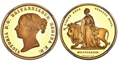 Victoria gold Proof Una and the Lion 5 Pounds 1839