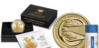 US Mint Sales: Type 2 Proof Gold Eagles and Virginia $1s Debut proof Gold Eagle and Virginia dollar