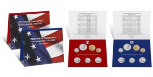 U.S. Mint product images of their 2021 Uncirculated Coin Set