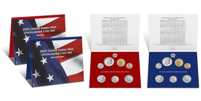 U.S. Mint product images of their 2021 Uncirculated Coin Set