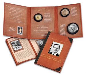 U.S. Mint product images of the George H.W. Bush Coin and Chronicles Set