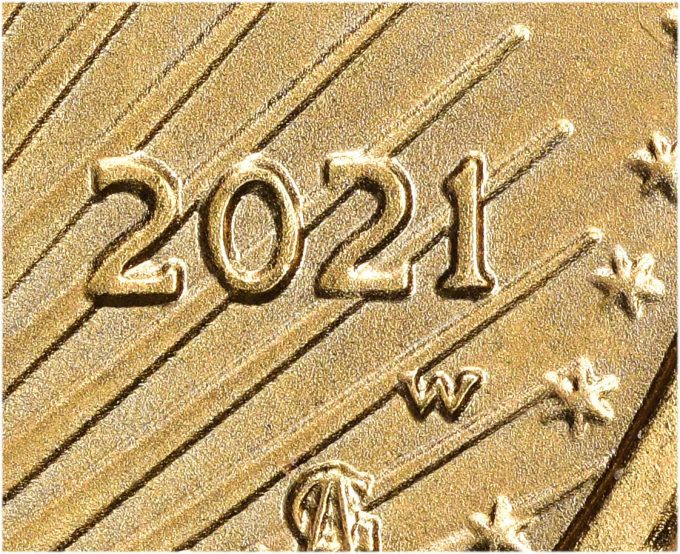 2021-W mint mark close-up