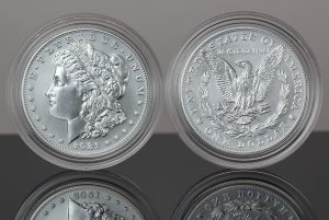 A CoinNews photo of two 2021-S Morgan Silvers Dollars