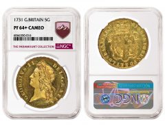 Great Britain 1731 5 Guineas, graded NGC PF 64+ Cameo