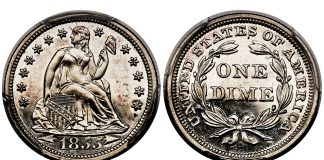Heritage’s November 11-14 US Coins Auction Realizes $11.4 Million 1855 10C Arrows, F-101, R.7, PR64 Cameo PCGS. CAC