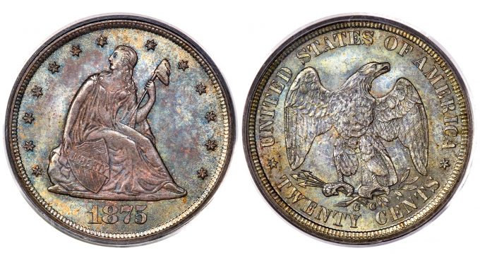 1875-CC 20C MS66 PCGS. CAC. BF-2, R.1