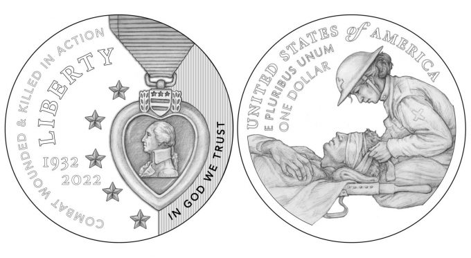2022 National Purple Heart Hall of Honor Commemorative Silver Dollar Designs