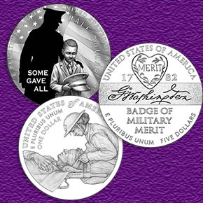 Mint Purple Heart Hall of Honor Commemorative Coin designs