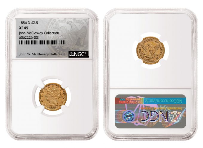 1856-D Quarter Eagle graded NGC XF 45