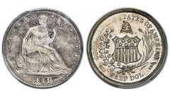 1861 50C Scott CSA Restrike, Breen-8002, Bertram-B861-267, MS64 PCGS. CAC