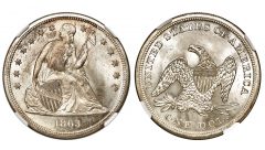 1863 $1 MS67 NGC. OC-1, Low R.3