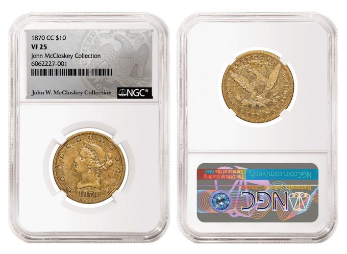 1870-CC Eagle graded NGC VF 25