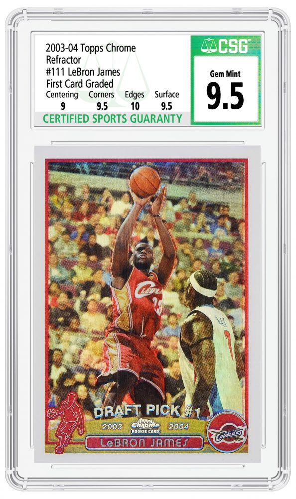 CSG-certified #111 LeBron James rookie card from the 2003-04 Topps Chrome Refractor set