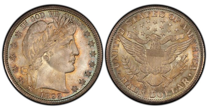 50C 1892-O Micro O. PCGS MS68 CAC ex Eliasberg