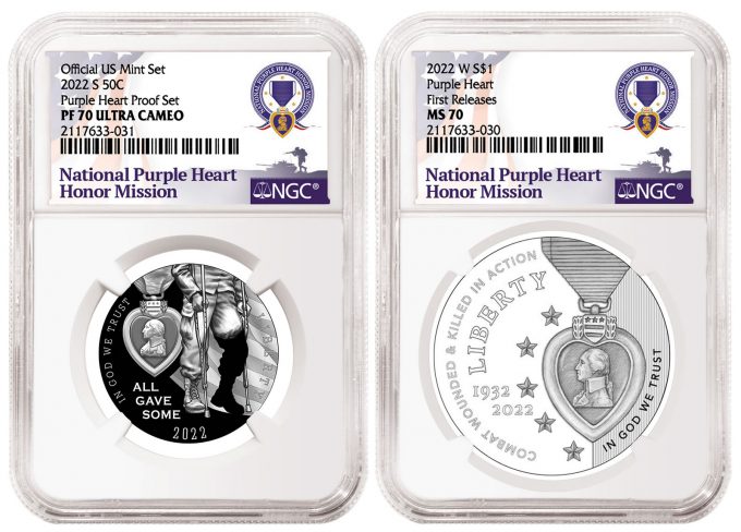 Illustrated NGC special label Purple Heart Hall of Honor Commemorative Coins