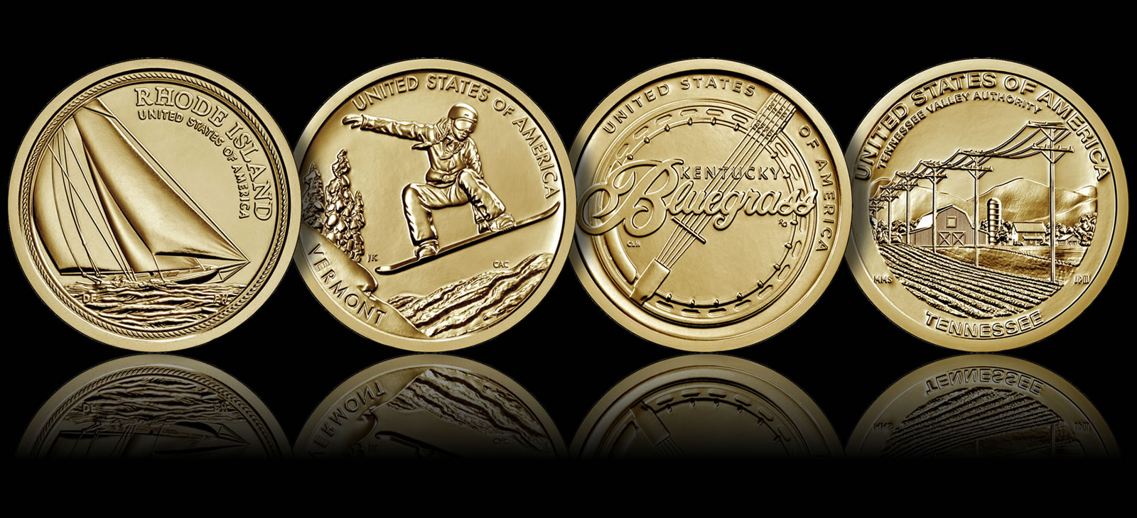 Coins 2001 4 2022  25c $1 American Innovation Rhode Island  Coin Set