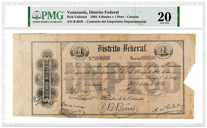 Venezuela, Distrito Federal 1864 8 Reales 