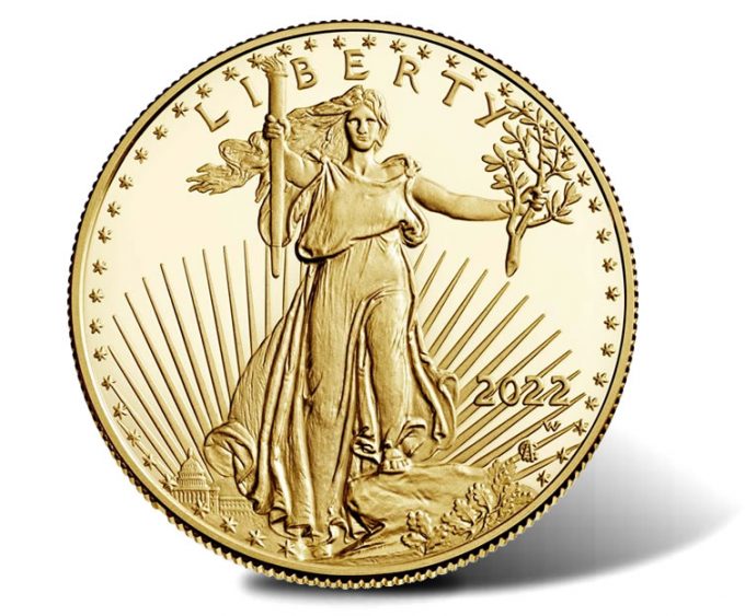 Obverse (heads side) imagery of the gold coin