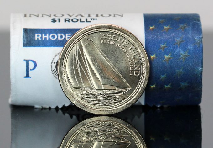 This CoinNews photo shows a roll of 2022-P Rhode Island American Innovation Dollars