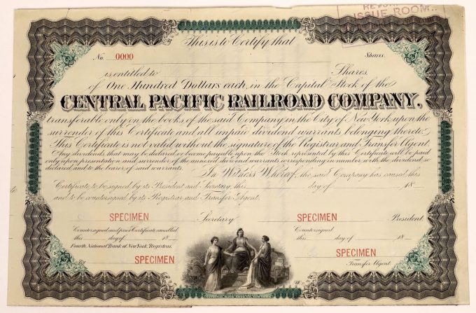 Specimen stock certificate