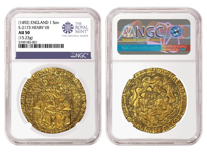 (1492) England 1 Sovereign S-2173 Henry VII Gold Coin graded NGC AU 50