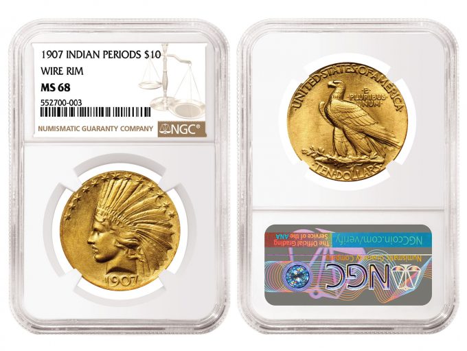 This 1907 Indian Head Eagle, graded NGC MS 68, realizxed over $800,000