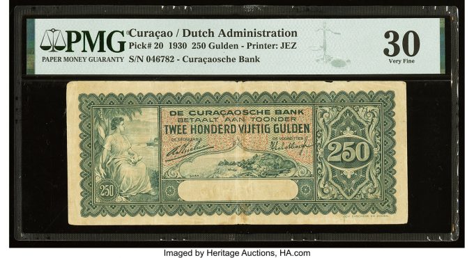Curaçao Curacaosche Bank 250 Gulden 1930 Pick 20 PMG Very Fine 30
