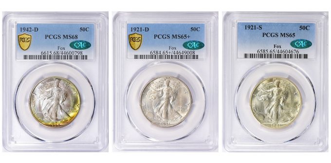 Examples of superb Walking Liberty Half Dollars from the Rollo Fox Collection