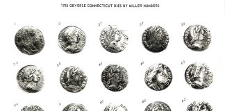 ANA Library Receives Important Donation From Dwight N. Manley Photograph from the 1960s depicting obverse die varieties of 1785 Connecticut copper coins. (Photo courtesy of Kolbe & Fanning Numismatic Booksellers.)