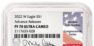NGC Honors Mike Castle with New Congressional Series Label 2022-W Proof American Silver Eagle NGC PF70 Ultra Cameo - Castle