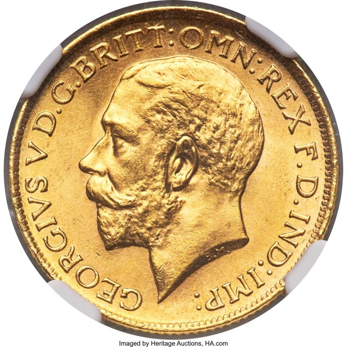 George V gold Sovereign 1920-S MS64+ NGC_Heritage_Auctions