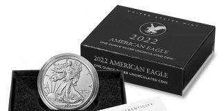 US Mint Sales: 2022-W Uncirculated Silver Eagle Debuts U.S. Mint product images for their 2022-W Uncirculated American Silver