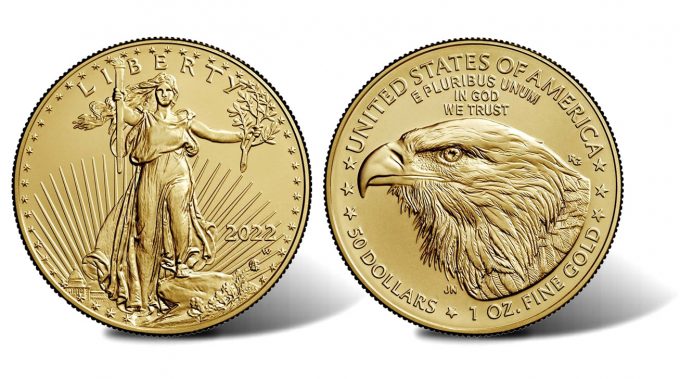 2022-W $50 Uncirculated American Gold Eagle - Obverse and Reverse