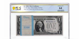PCGS Launches Pack Grading and Unveils Small-Size Note Holders PCGS 1928A 1 dollar silver certificate pack obverse