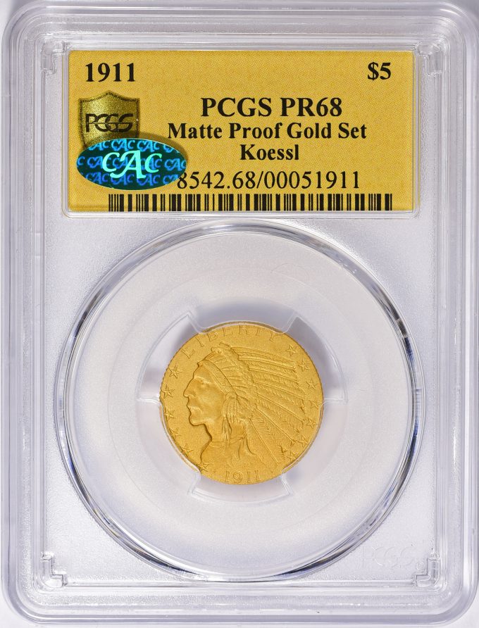 1911 Indian Gold Half Eagle PCGS Proof-68 CAC